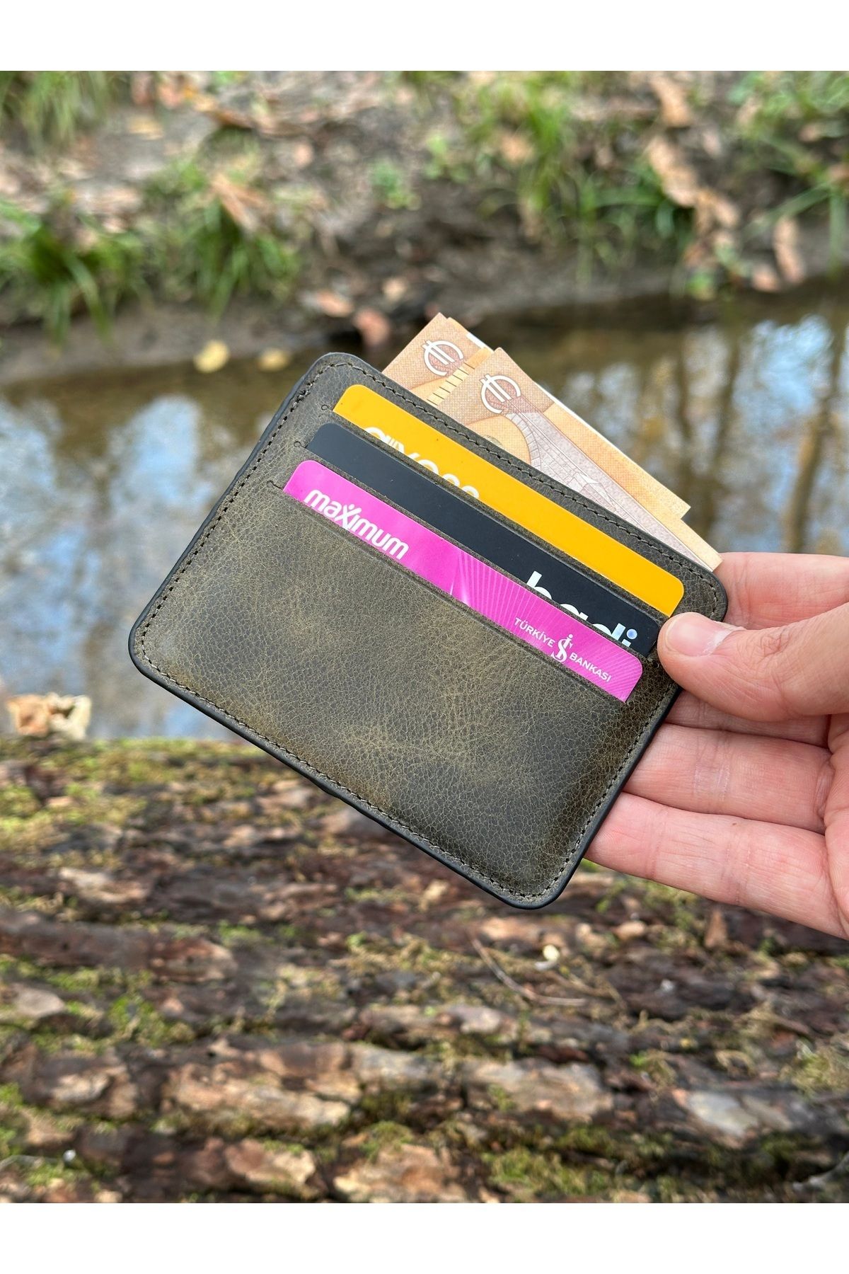 Hakiki Deri Kartlık - Haki