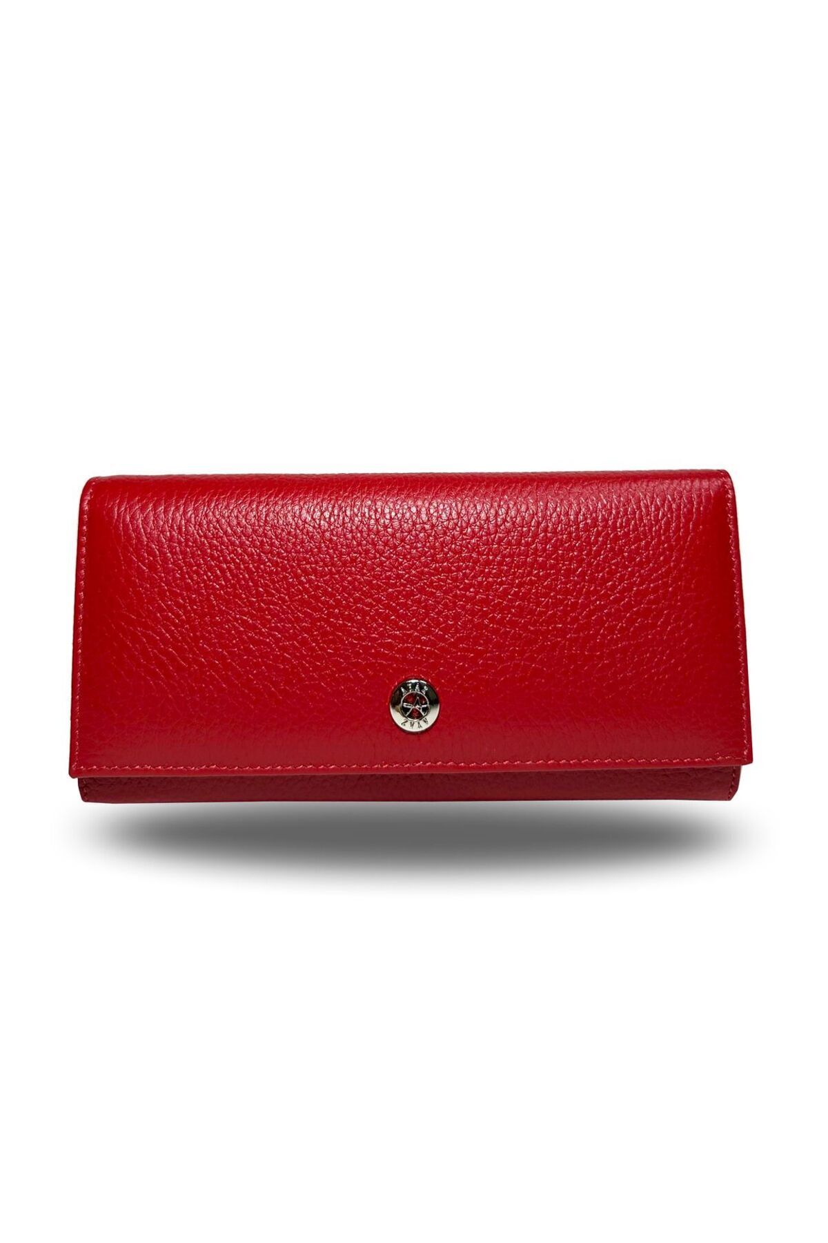 Hera Hakiki Deri Lüx Fermuarlı Kadın Cüzdan - Kırmızı Floter