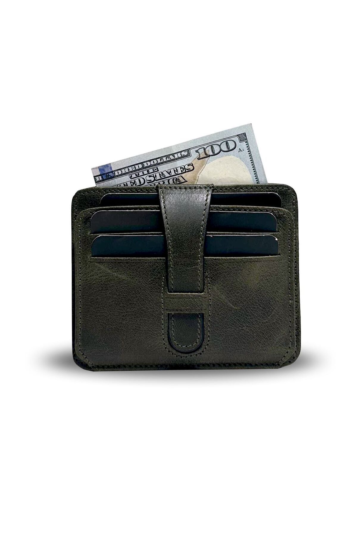 Helios Hakiki Deri El Yapımı Kartlık - Haki