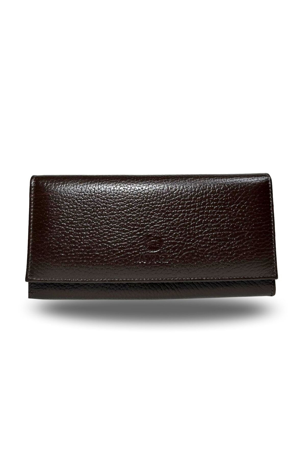 Hera Hakiki Deri Lüx Fermuarlı Kadın Cüzdan - Kahverengi