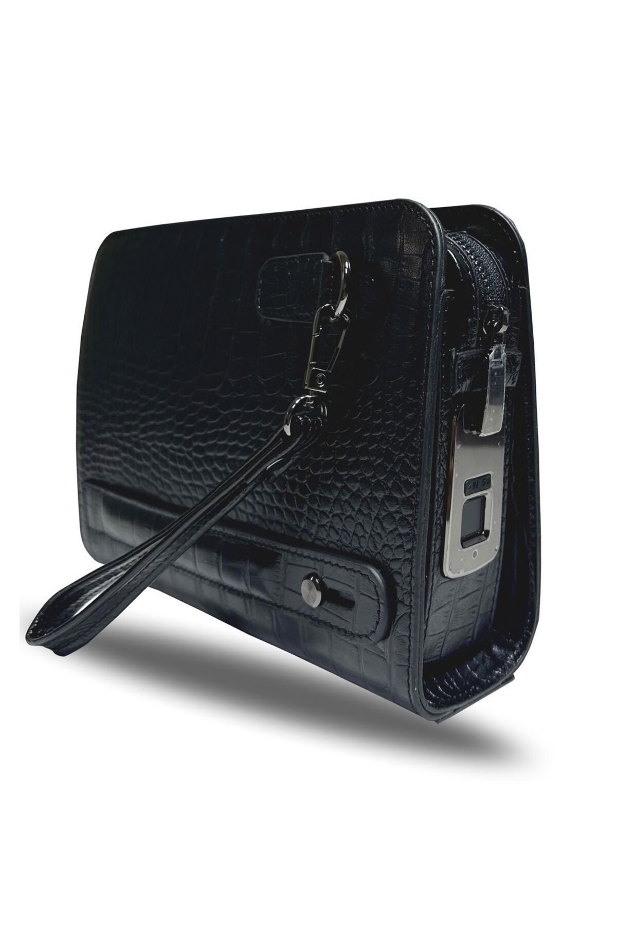 Nous – Parmak İzi Okuyuculu Hakiki Deri El Çantası - Kroko