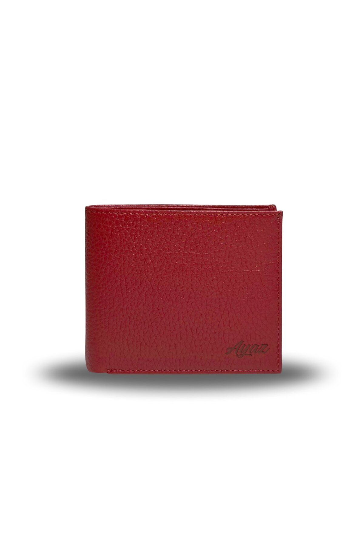 Bozuk Para Bölmeli Hakiki Deri Cüzdan - Kırmızı