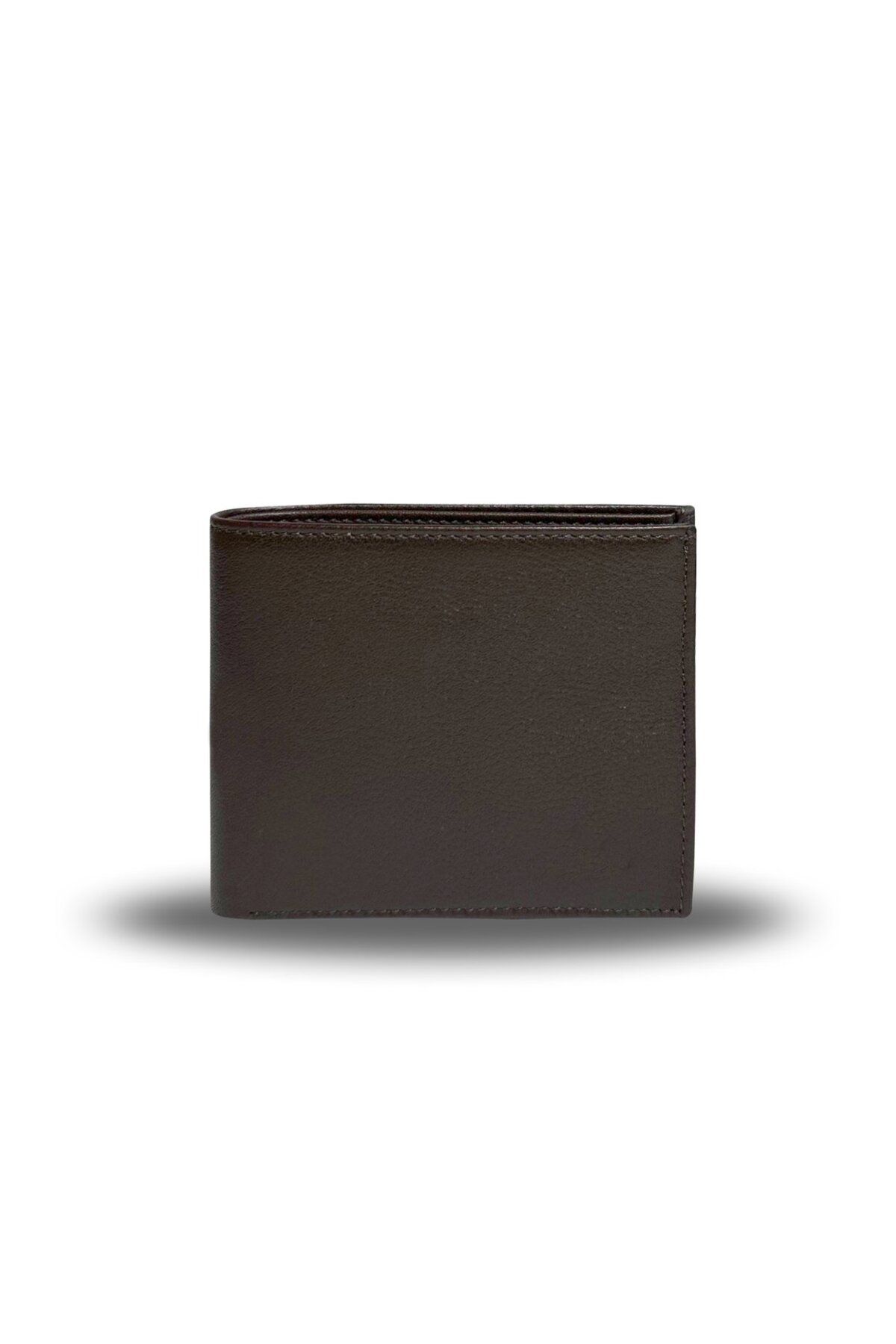 Bozuk Para Bölmeli Hakiki Deri Cüzdan - Kahverengi Analin