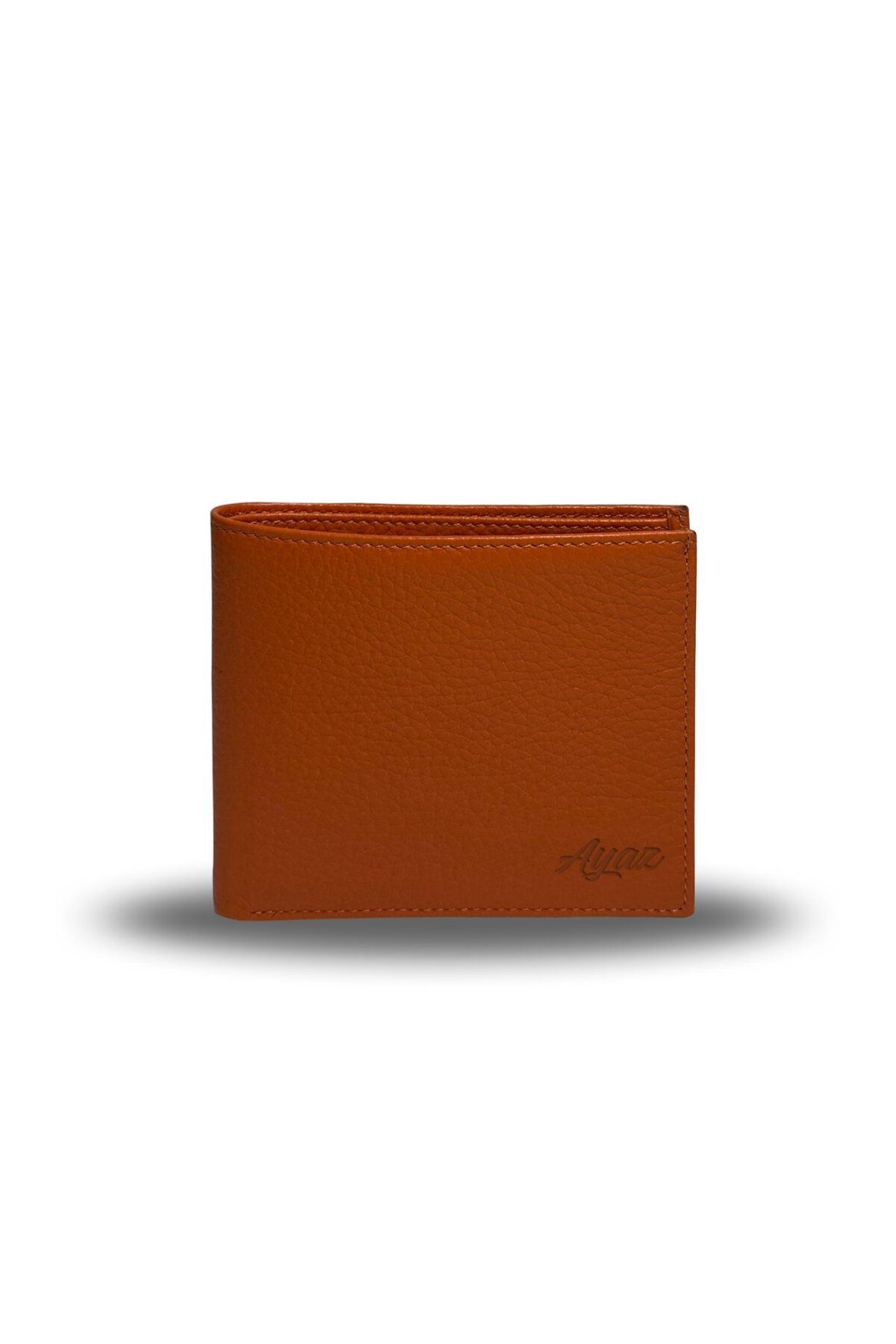 Bozuk Para Bölmeli Hakiki Deri Cüzdan - Turuncu