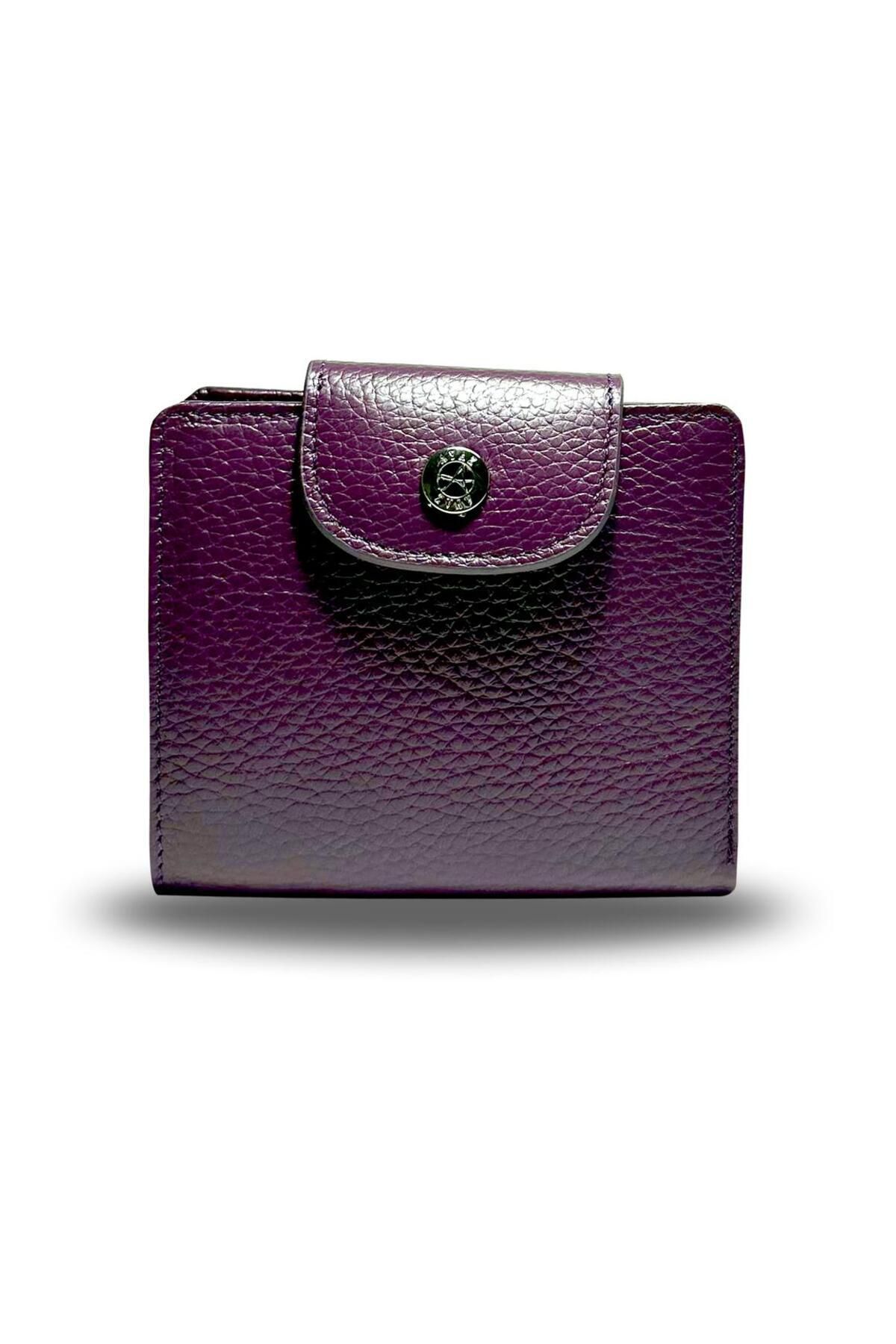 Doris Hakiki Deri Lüx Kadın Cüzdan - Mor