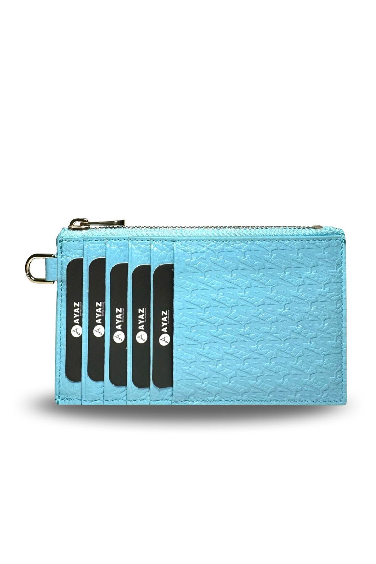 Charm Yatay Cüzdan Hakiki Deri - Bebe  mavi