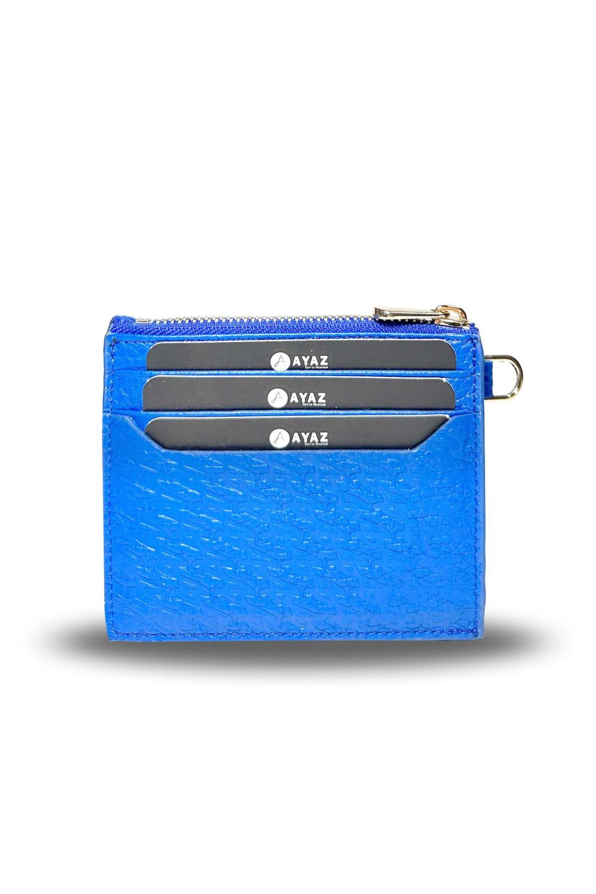 Charm Dikey Cüzdan Hakiki Deri - Mavi