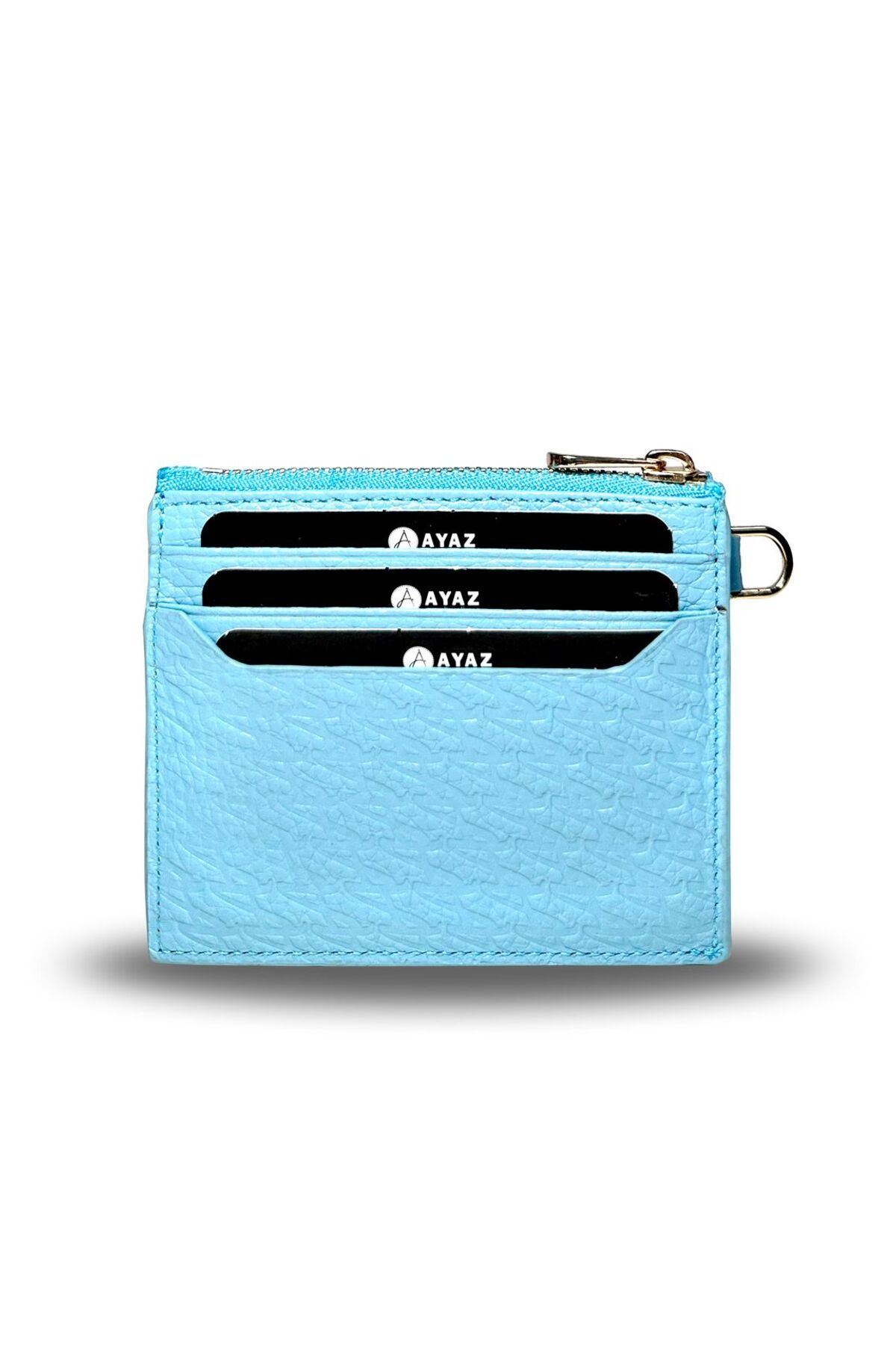 Charm Dikey Cüzdan Hakiki Deri - Turkuaz