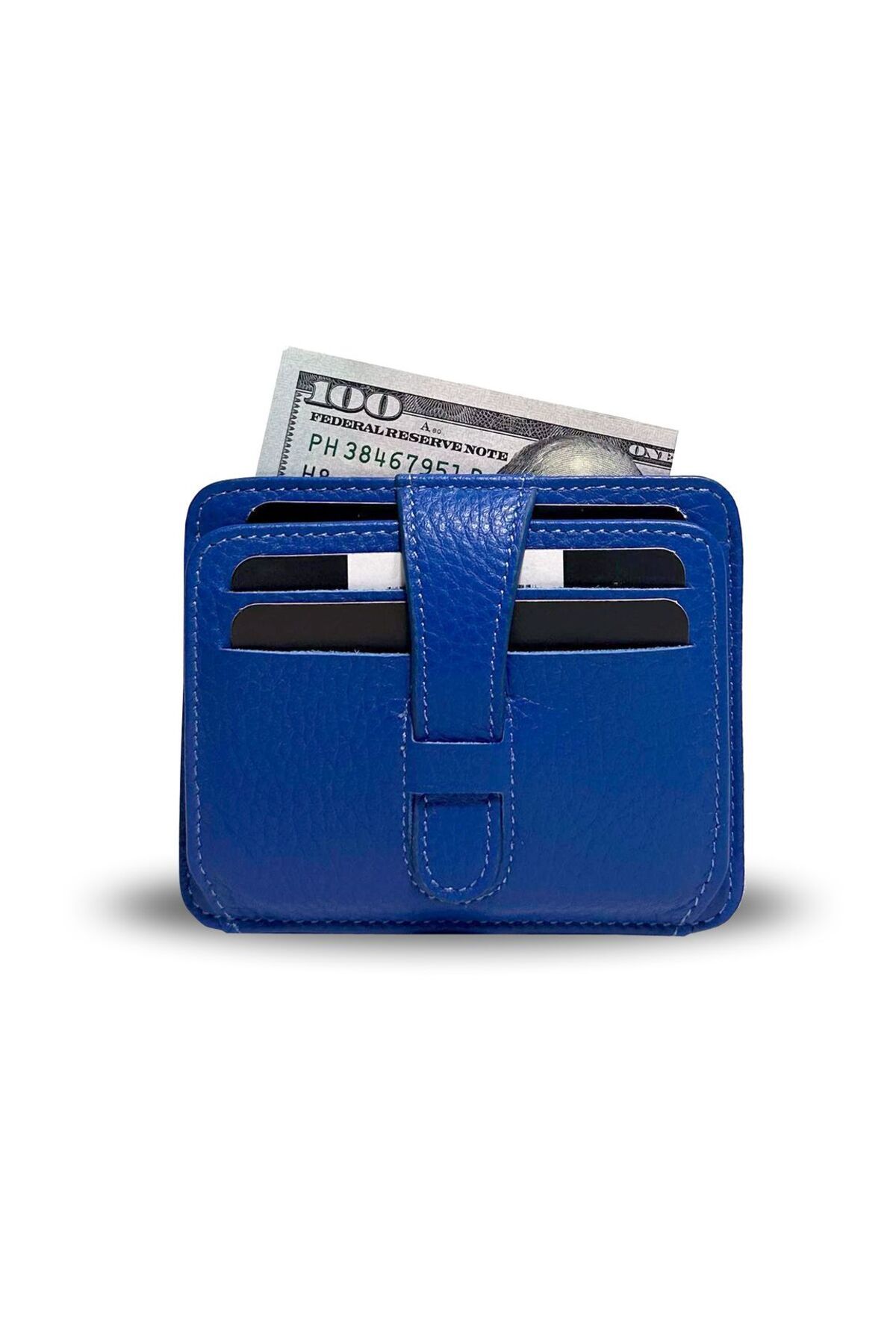 Helios Hakiki Deri El Yapımı Kartlık - Mavi